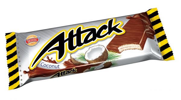 Attack Oplatka kokosová - mit Kokos in Milch-Kakao-Glasur